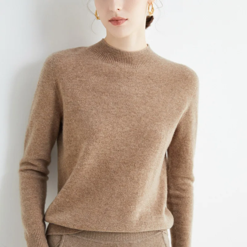 

Early Autumn Women's 100% Pure Wool Sweater - Skin-Friendly Mock Neck Slim Fit Top, Versatile Layering Essential for Casual Wear