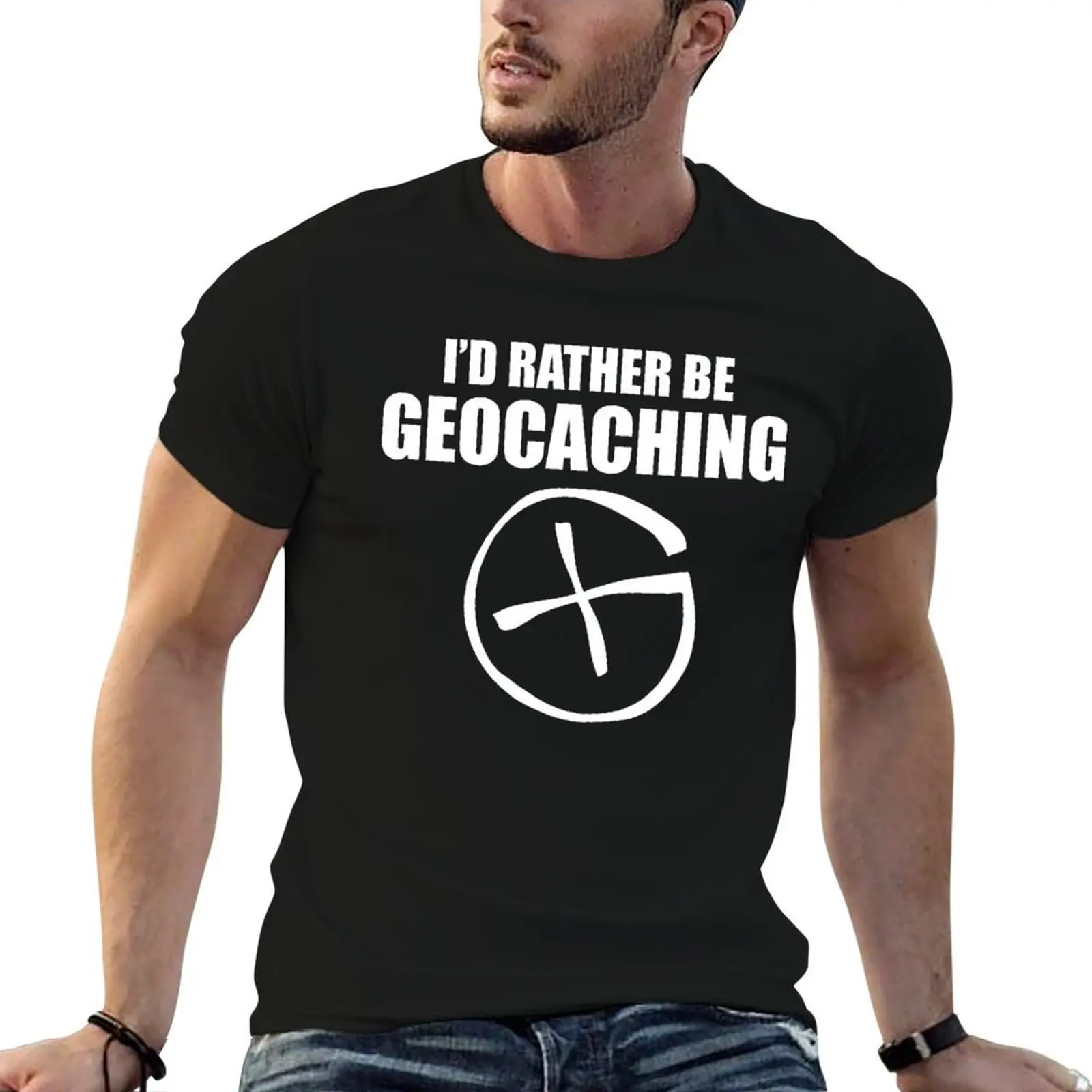 

I'd Rather Be Geocaching Shirt Funny Geocaching Adventurer T-Shirt t shirts for man slim fit T-Shirt