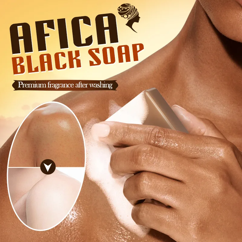 African Black Soap Dark Spots Remover Acne Treatment Deep Cleaning Handmade Soap Moisturizing Smooth Face Body Soap Skin Care