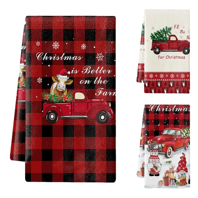 Microfiber Dish Towels Cartoon Christmas Dish Towels Machine Washable Dishcloth Cute Tea Towel For Utensils Teacups