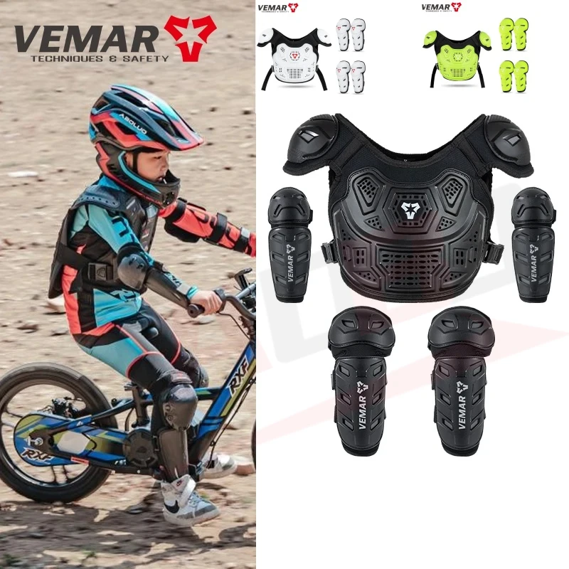 

VEMAR детский мотоциклетный бронежилет, защитная куртка для мотокросса, защитные наколенники для верховой езды, полная броня для детей