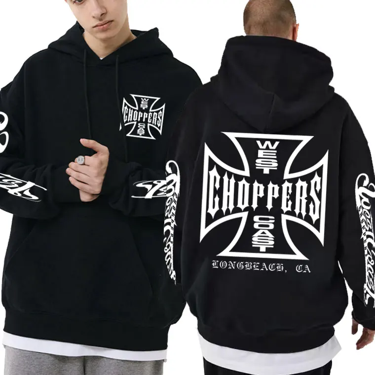 West Coast Choppers Cross Frame Graphics Hoodie Men Fashion Vintage Streetwear Male Oversized Sweatshirts Men's Fleece Hoodies