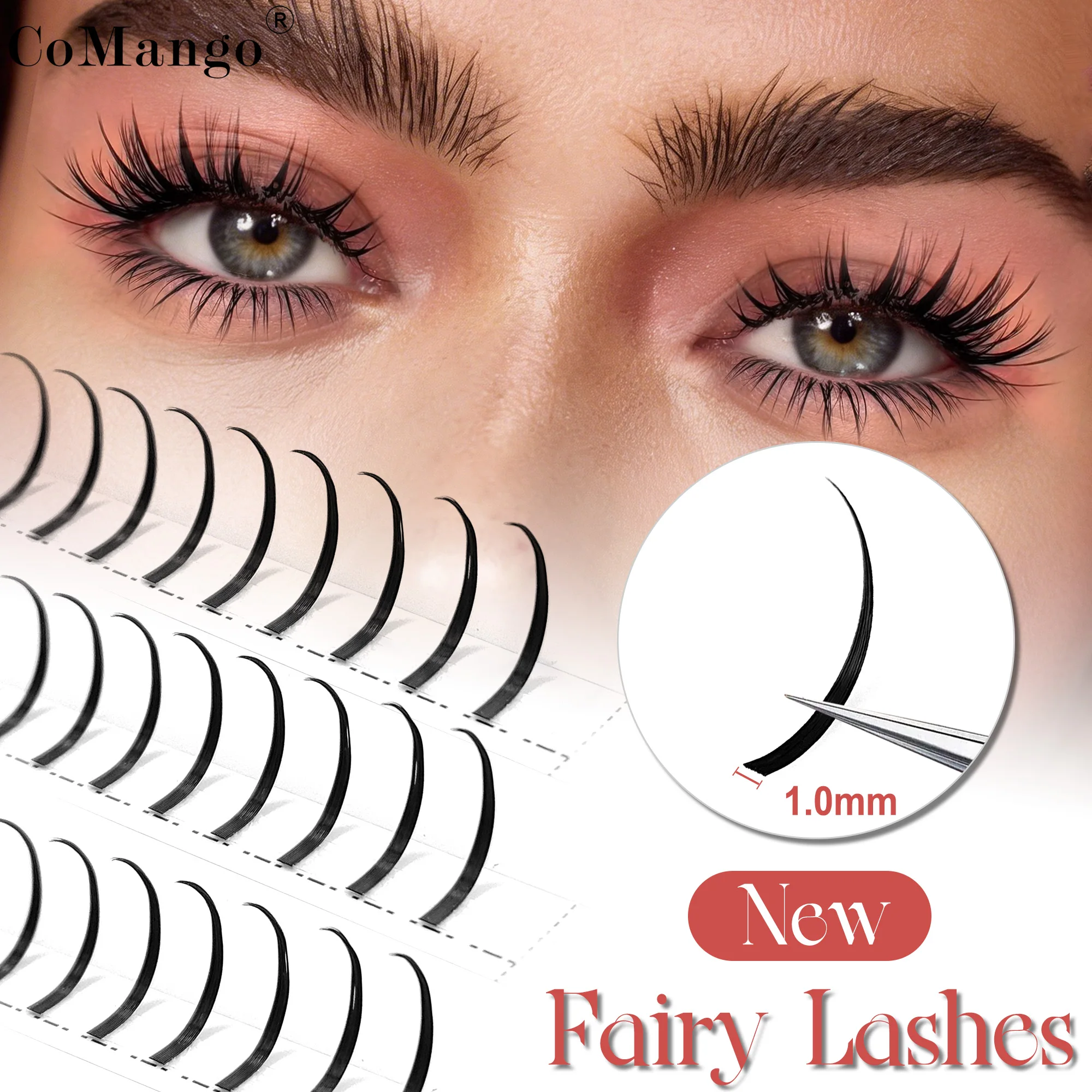 CoMango feine Wimpern C/D/LU-Spikes Feen-Wimpernverlängerung Feen-Cluster-Volumen Einzelne falsche Wimpern DIY-Wimpern-Make-up