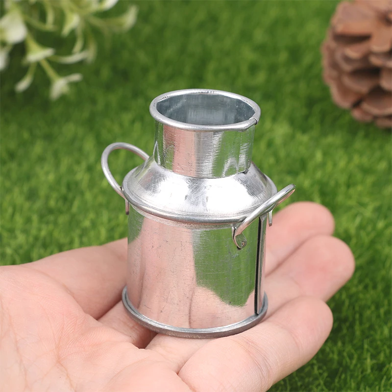 1PC Doll house Mini little iron bucket small milk pot small bucket model mini decoration