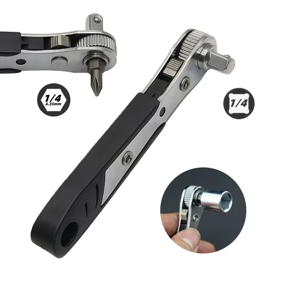 

Многофункциональный сверлильный патрон 2-в-1, съемный, черный, с двусторонней трещоткой, квадратный ключ-отвертка для домашнего ремонта