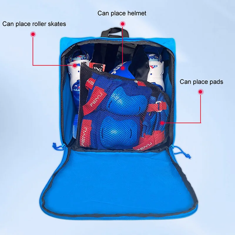 Roller Skates Storage Bag for Roller Skate Helmet Protective Gears Roller Boots Skates Shoes 3 Compartments Design