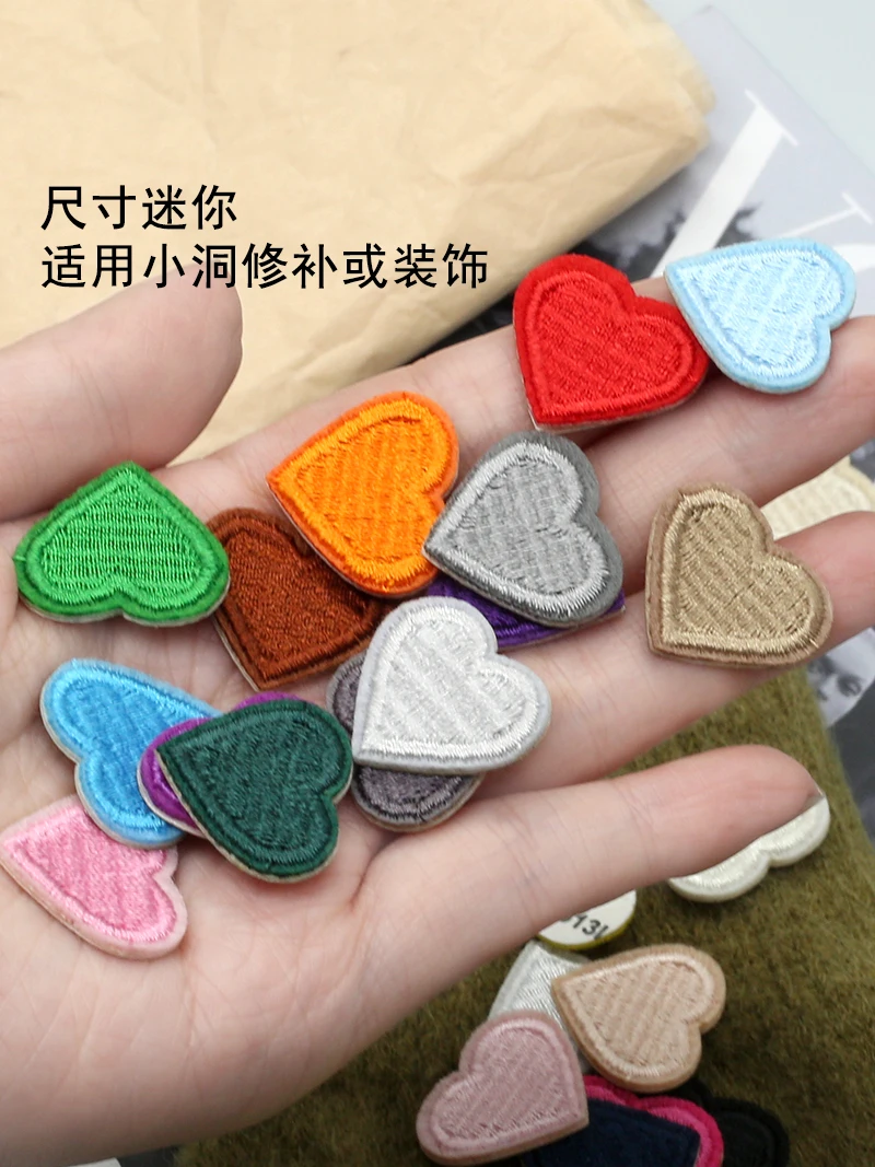 Parches autoadhesivos Mini corazón para coser ropa, apliques bordados de hierro de amor, pegatina decorativa, 6 uds.