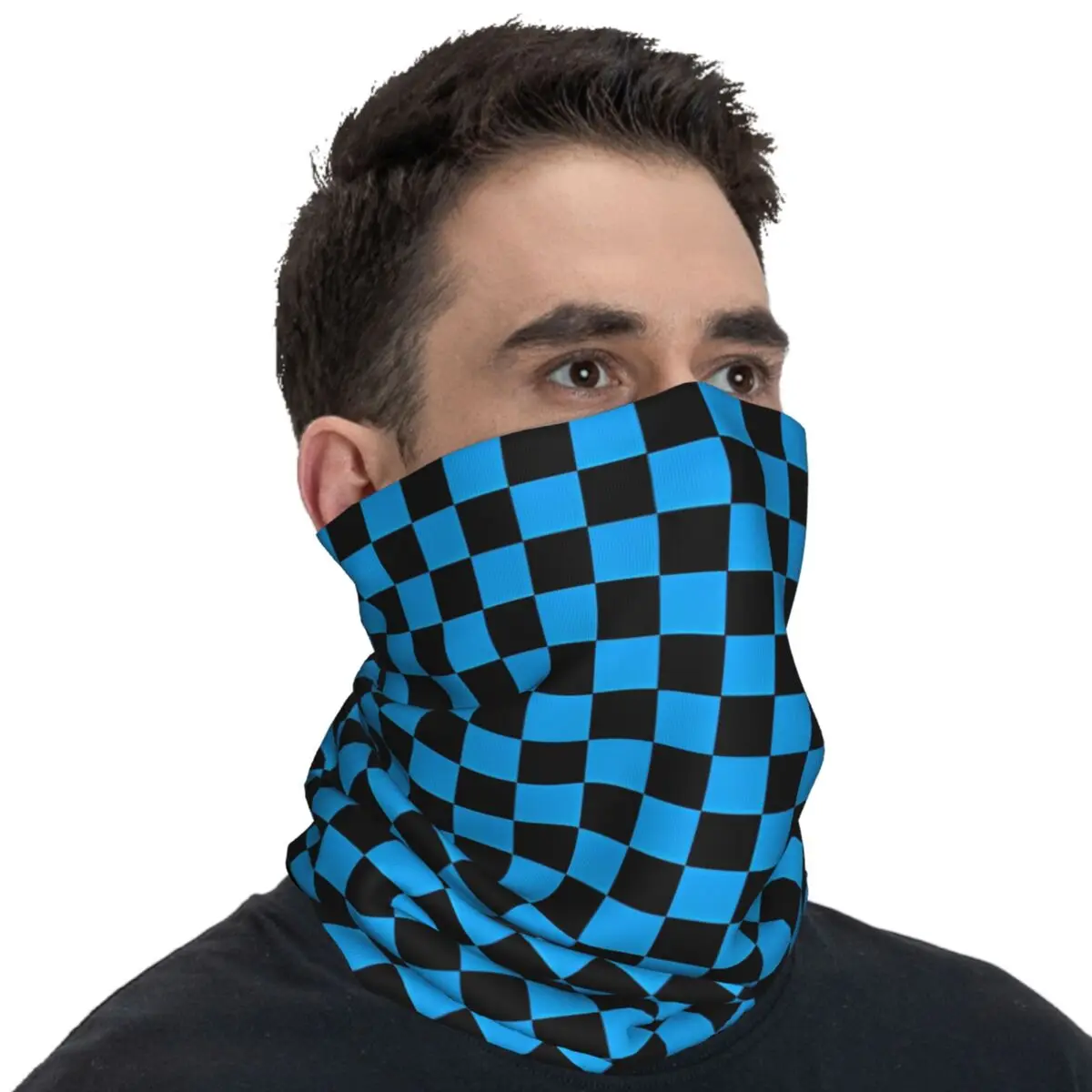 Blue And Black Checkered Bandana Fun Cycling Mask Hunting Fishing Sun Protection Balaclava Pattern Neck Cover Face Cover Mask