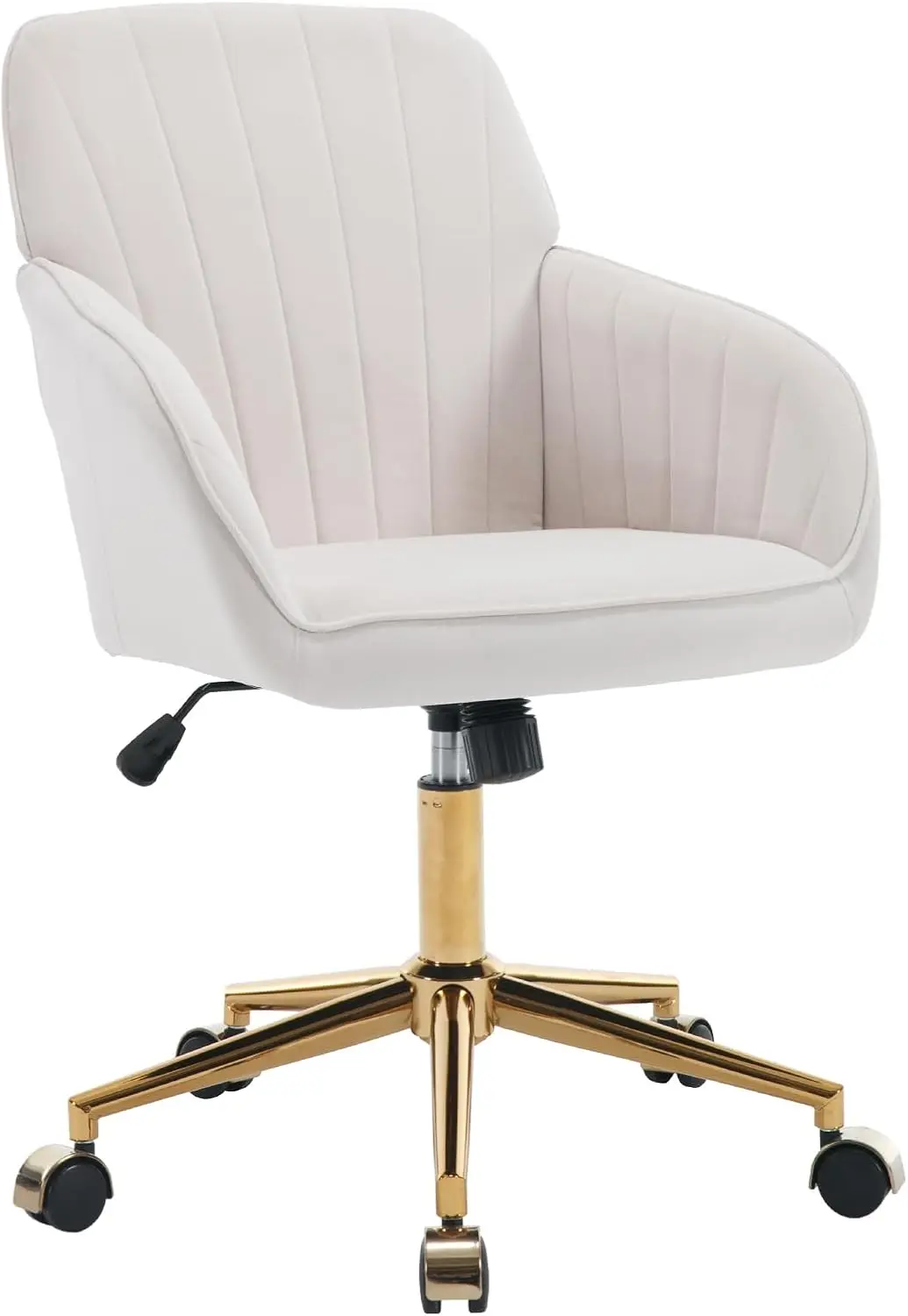 Velvet Home Office Chairs with Gold Base Upholstered Tufted Modern Height Adjustable 360 Degree Swivel Desk Chairs with Wheels,