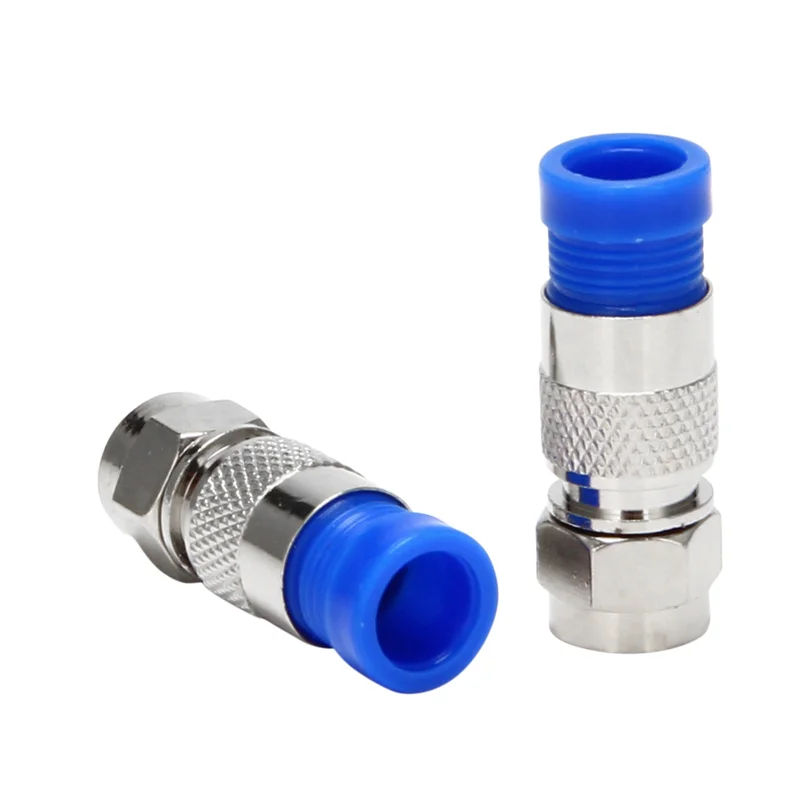 Flash Trend Rg6 F Type Connector Coax Coaxial Compression Fitting 60 Pack (أزرق)