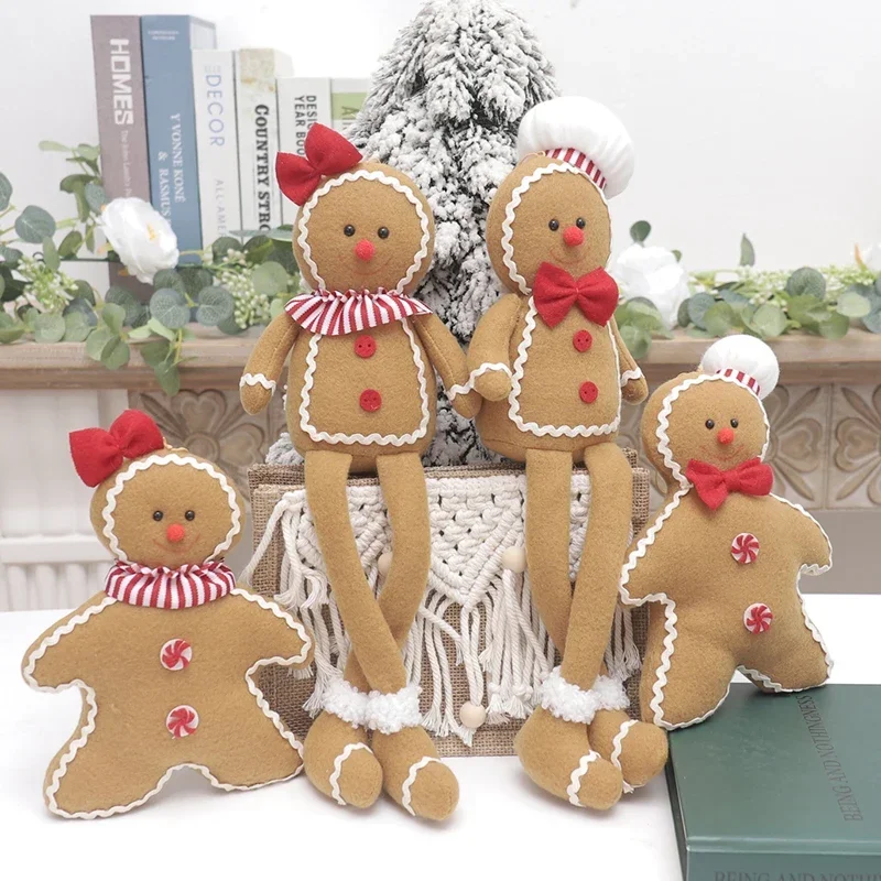 

Christmas New Year Decoration For Home Plush Doll Gingerbread Man Xmas Tree Hanging Ornament Indoor Pendant Kid Gift Decor 2024