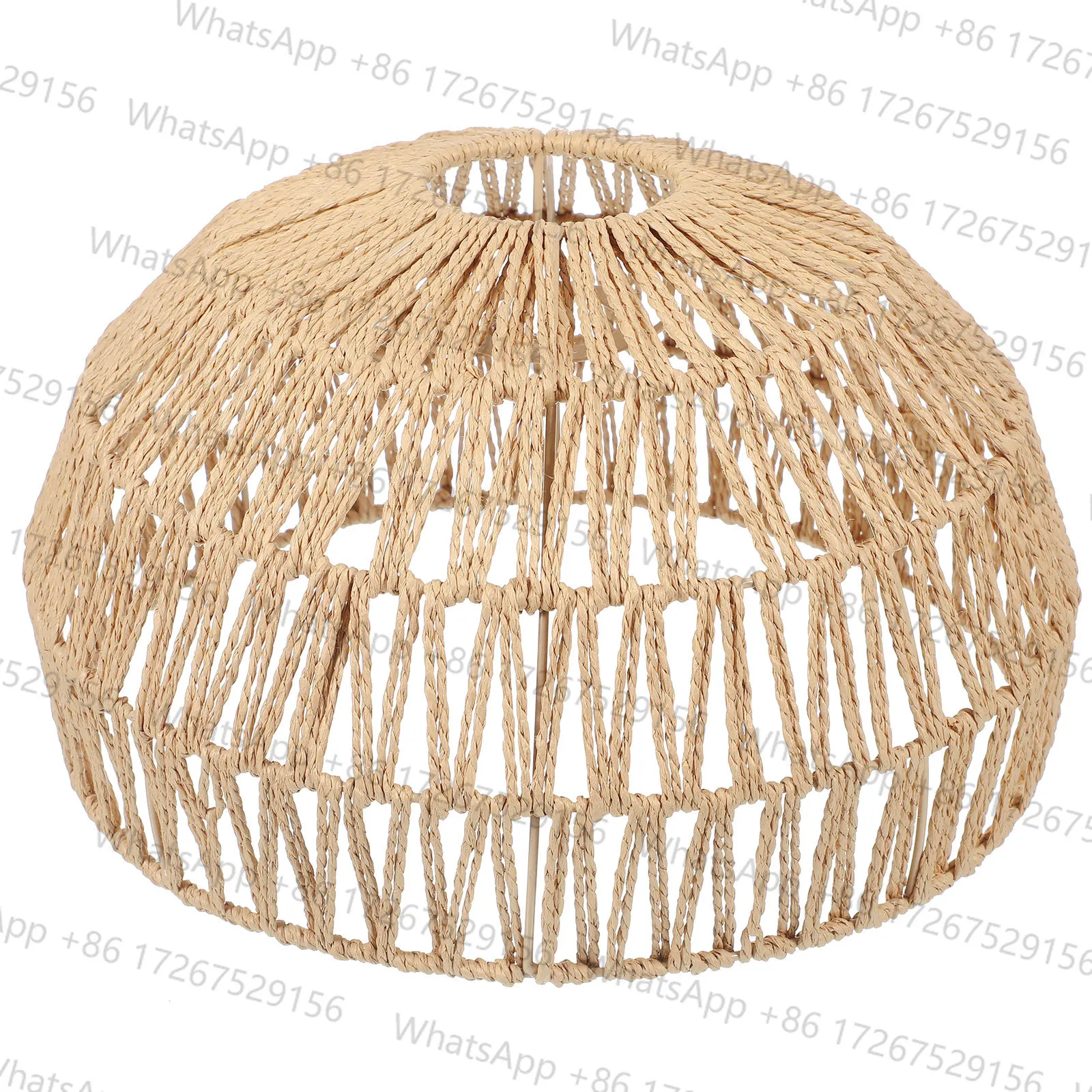 30X17Cm Handmade Simulated Hemp Rope Woven Lampshade Durable Iron Frame Natural Rattan Style Hanging Ceiling Light Cover For