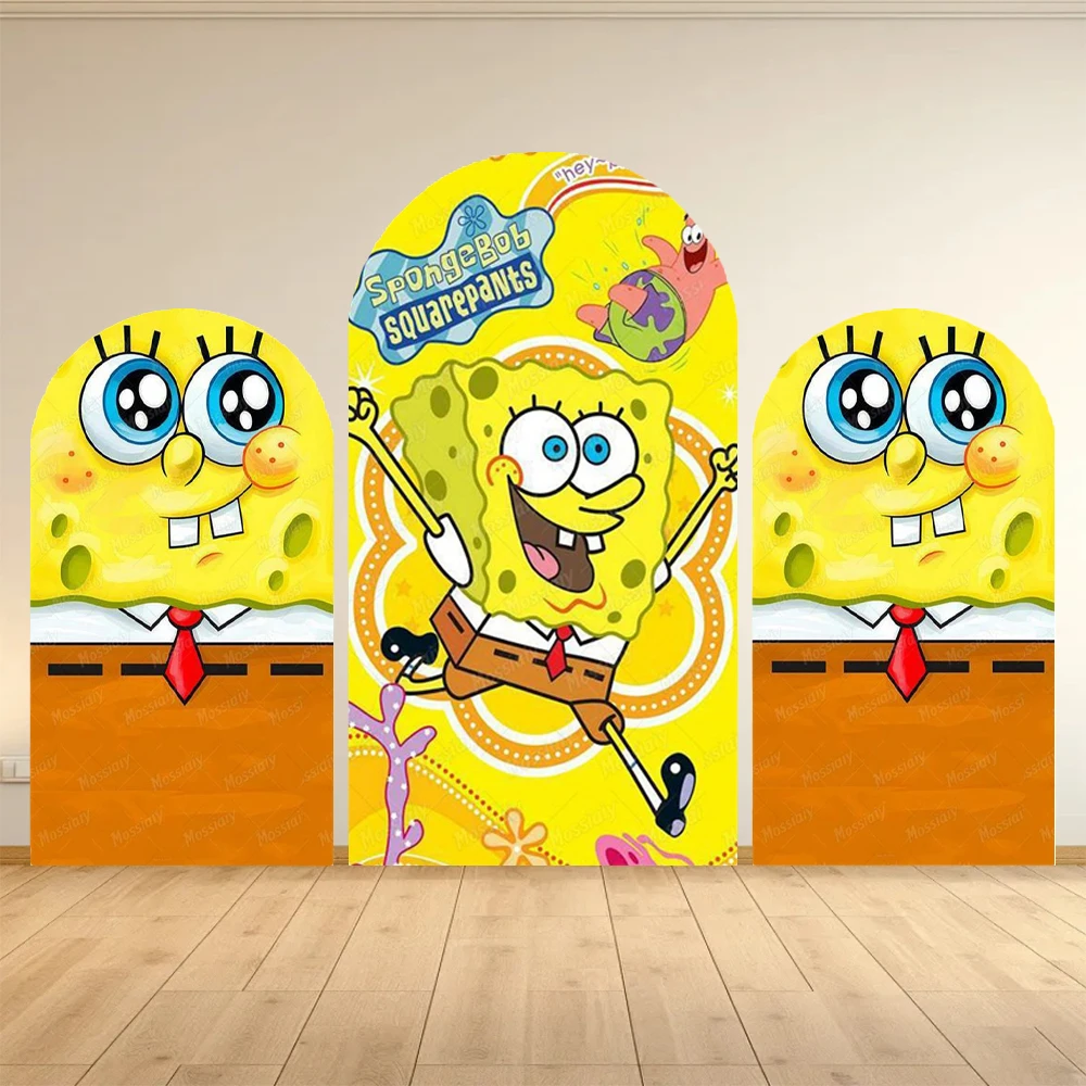 Spongebob Themen-Bogen-Hintergrundabdeckung Ananas-Haus-Requisiten Baby-Geburtstagsparty-Dekor Fotohintergrund für Kinder Fotostudio