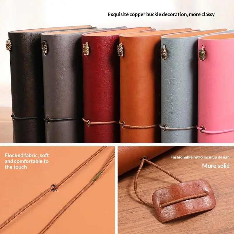 Hot Vintage PU Leather Refillable Notebook Soft Cover Loose Leaf Pages For Travel Work School Daily Journaling - view 3