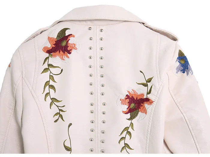 Women's Graffiti Rivet Leather Jacket, Punk Rock Jacket, Fashionable Motorcycle Jacket, Zipper embroidered leather jacket