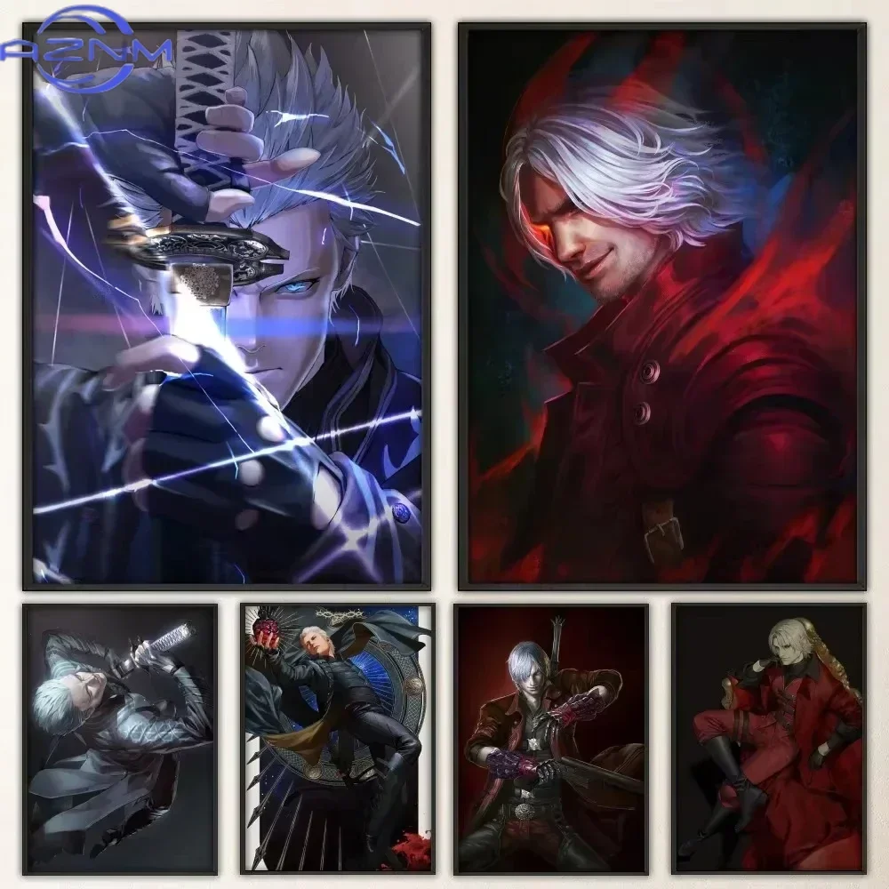Devil M-May Cry Dante Vergil Poster Vintage Poster PrintsHome Painting Bathroom Kitchen Bar Accessories