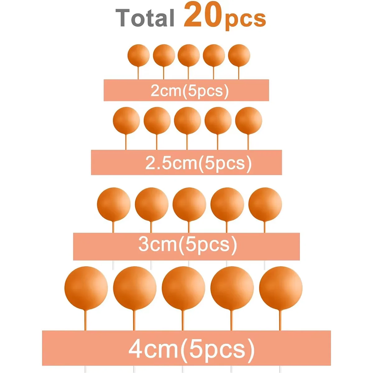 20pcs Ball Cake Topper Decorations Mini Balloons Cake Topper Sticks Orange Balls for Wedding Birthday Aniversary Cake Decoratio - Image 3