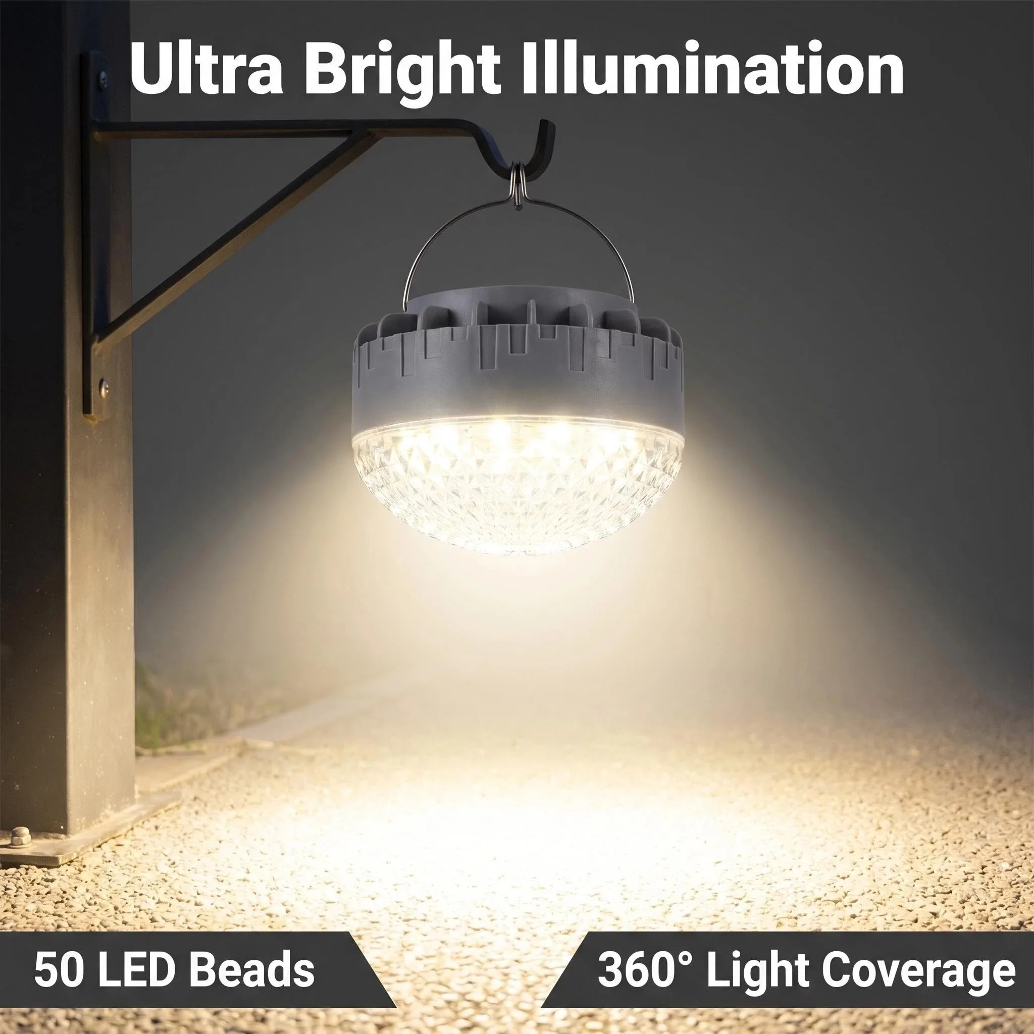 2400/3600mAh LED Camping Light Tent Lantern with Hook Portable Emergency Lamp USB Rechargeable 6500K 3-Stage Strobe Light