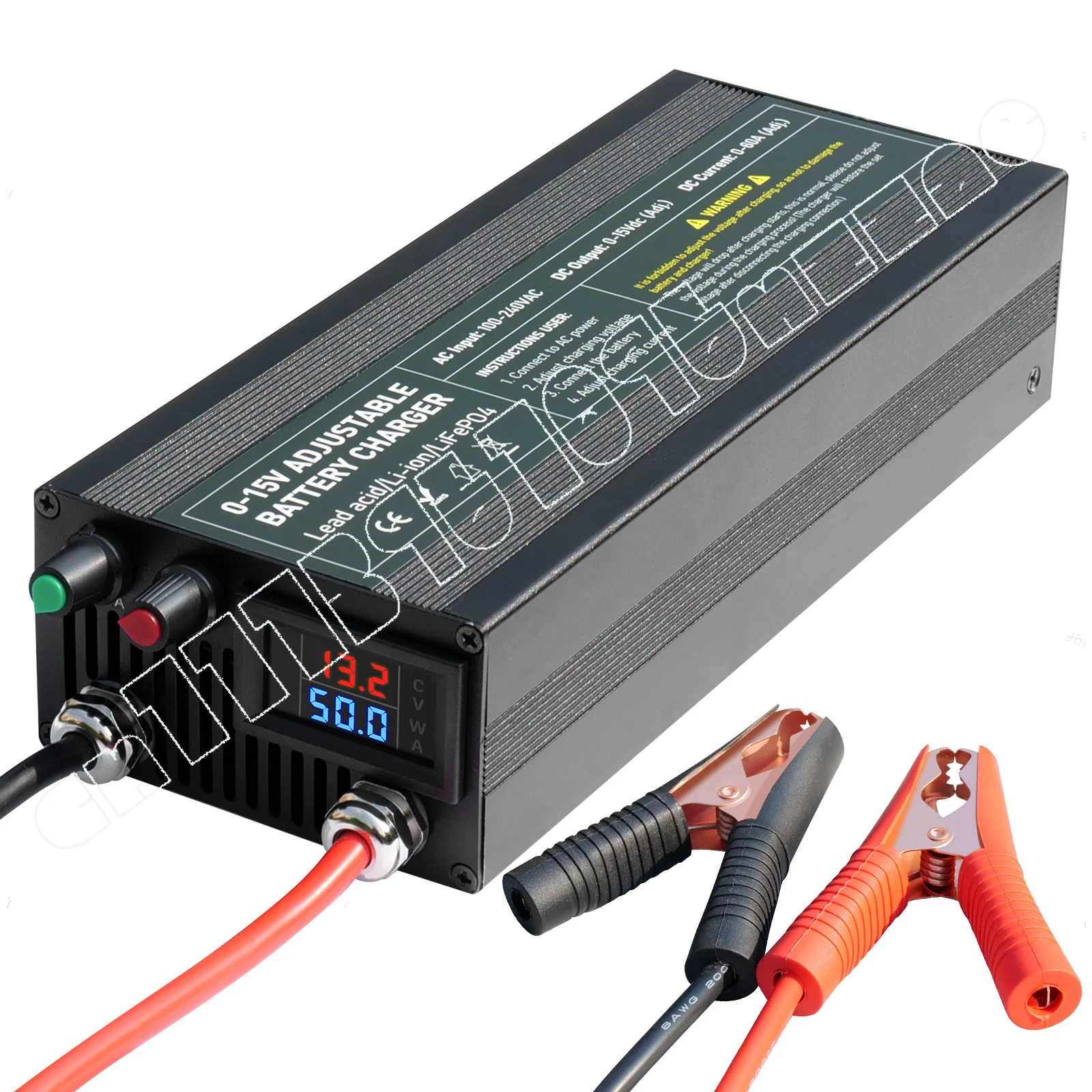 

15V60A Lithium Iron Phosphate Battery Charger Voltage and Current Adjustable Adapter Fast Charging Electric Vehicle