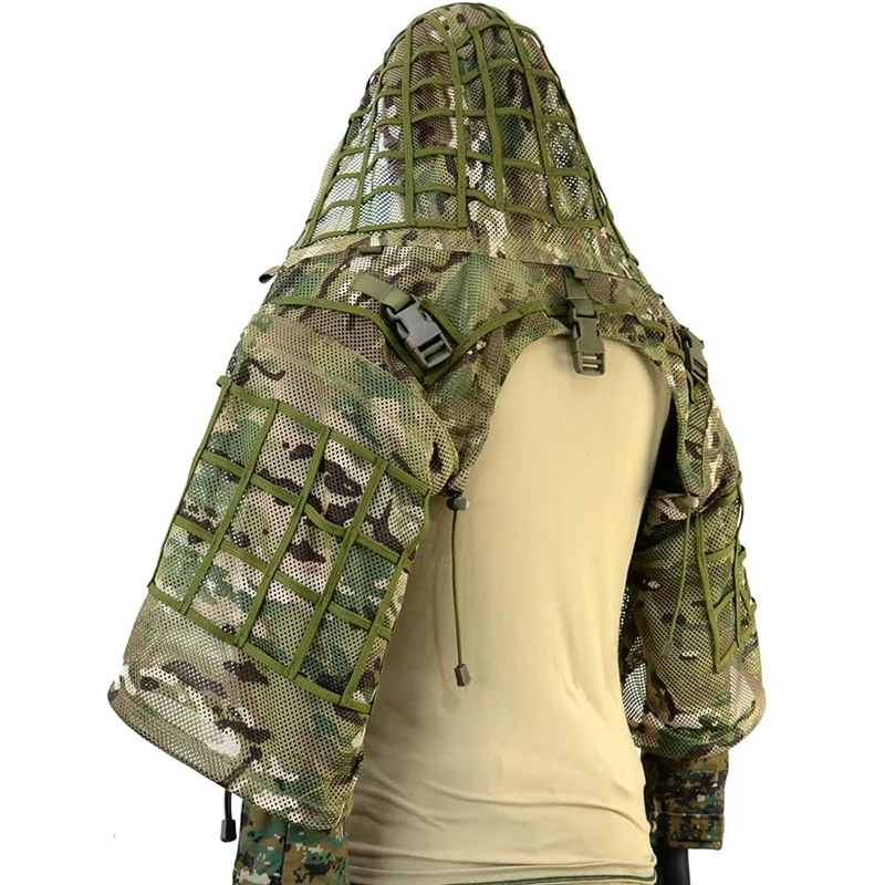 Ghillie-Anzug, taktischer Scharfschützmantel, Viper-Kappen, Jagdmantel, Material und Farbe optional, Tarnkleidung für Airsoft-Paintball – Detail 25