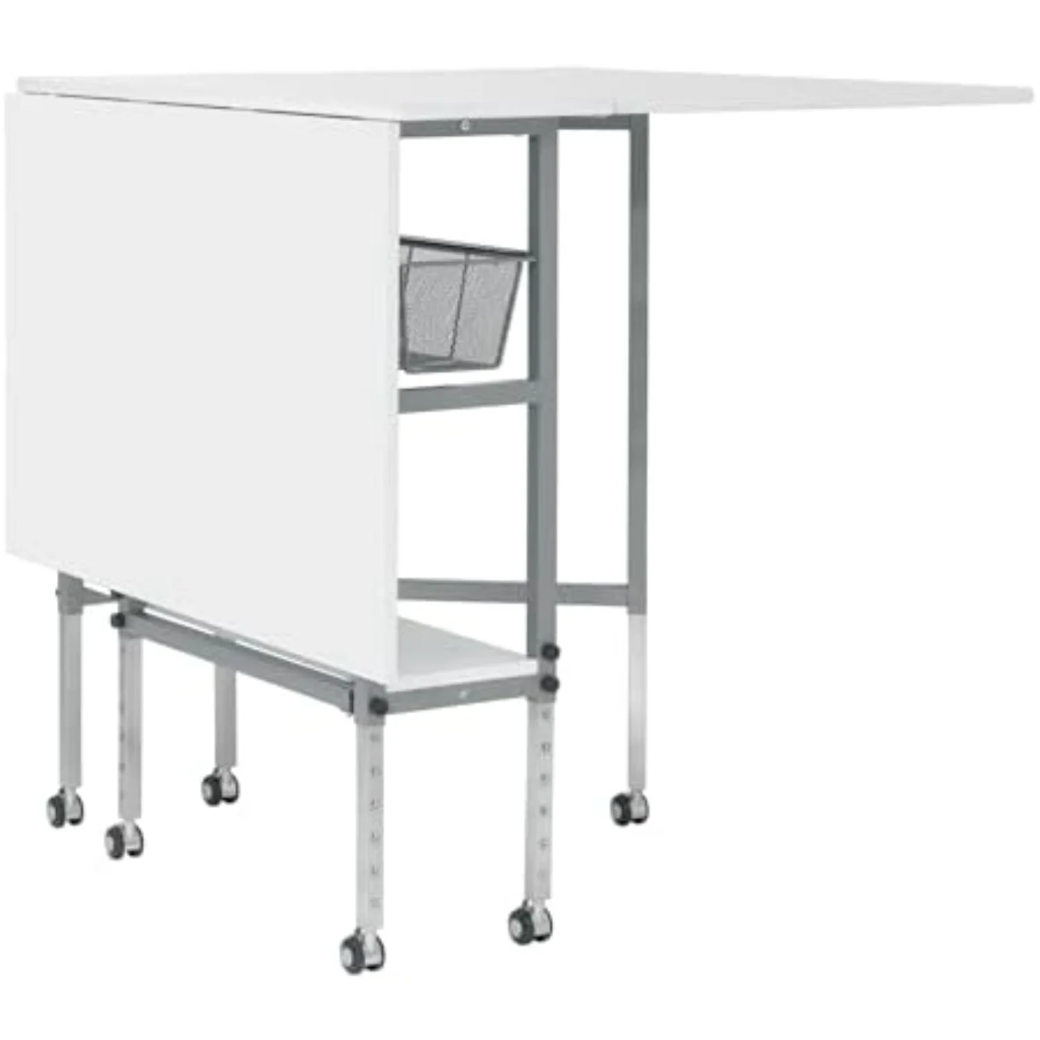 Adjustable Hobby and Cutting Craft Table with 2 Storage Drawers | Folding Craft Table with Metal Mesh Drawers, Lower