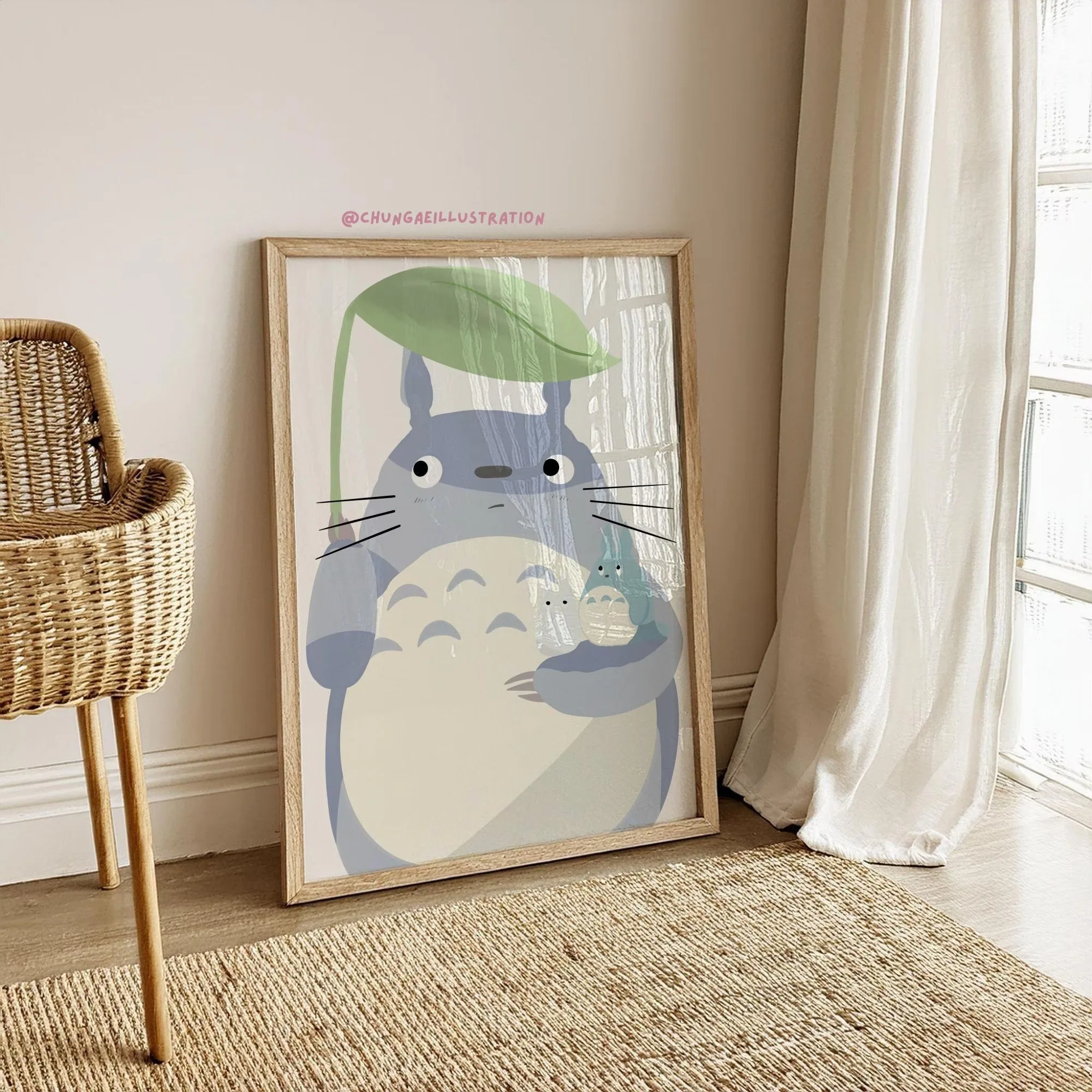 Totoro Print, Studio Ghibli Wall Art, Cute Totoro Printable, Ghibli Room Decor, Totoro Nursery Poster Wall Decor