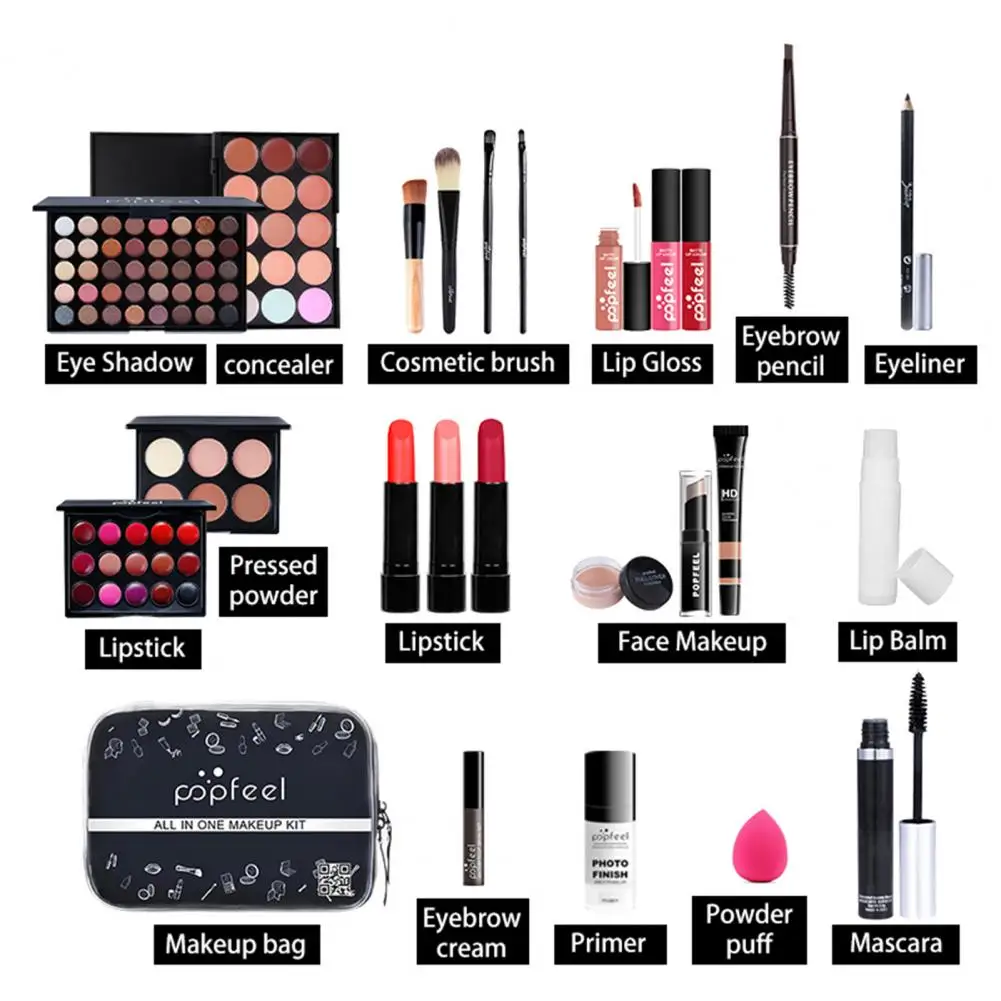 25Pes/Set Makeup Set Full Professional Makeup Kit Eyeshadow Blush Foundation Face Powder Makeup Case Korean Cosmetic Lipstick