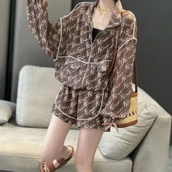 2024 Women's Summer Loose Fashion All-match Temperament Letter Printed Appear Thin Sunscreen Clothing Shorts Leisure Time Sets