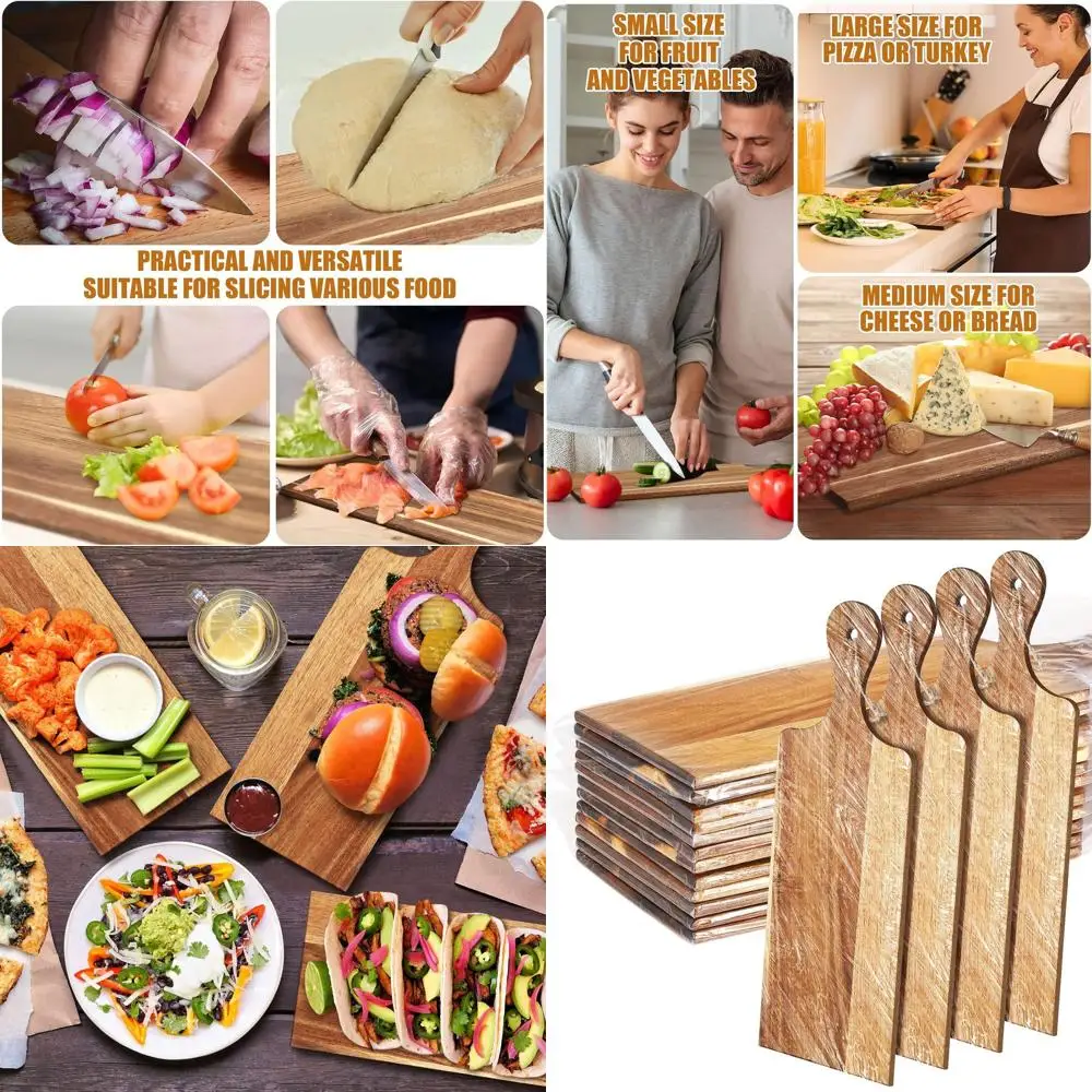 

Large Acacia Wood Cutting Boards Set with Handles, 17x6 Inches, Ideal for Kitchen, Serving, Chopping, Gift for Mom, Great for Ve