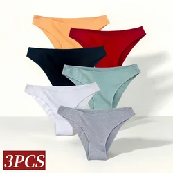 3Pcs/Set Women Cotton Briefs Low Waist Panties Comfort Breathable Underwear Solid Color Panty Female Sexy Lingerie M-XXL