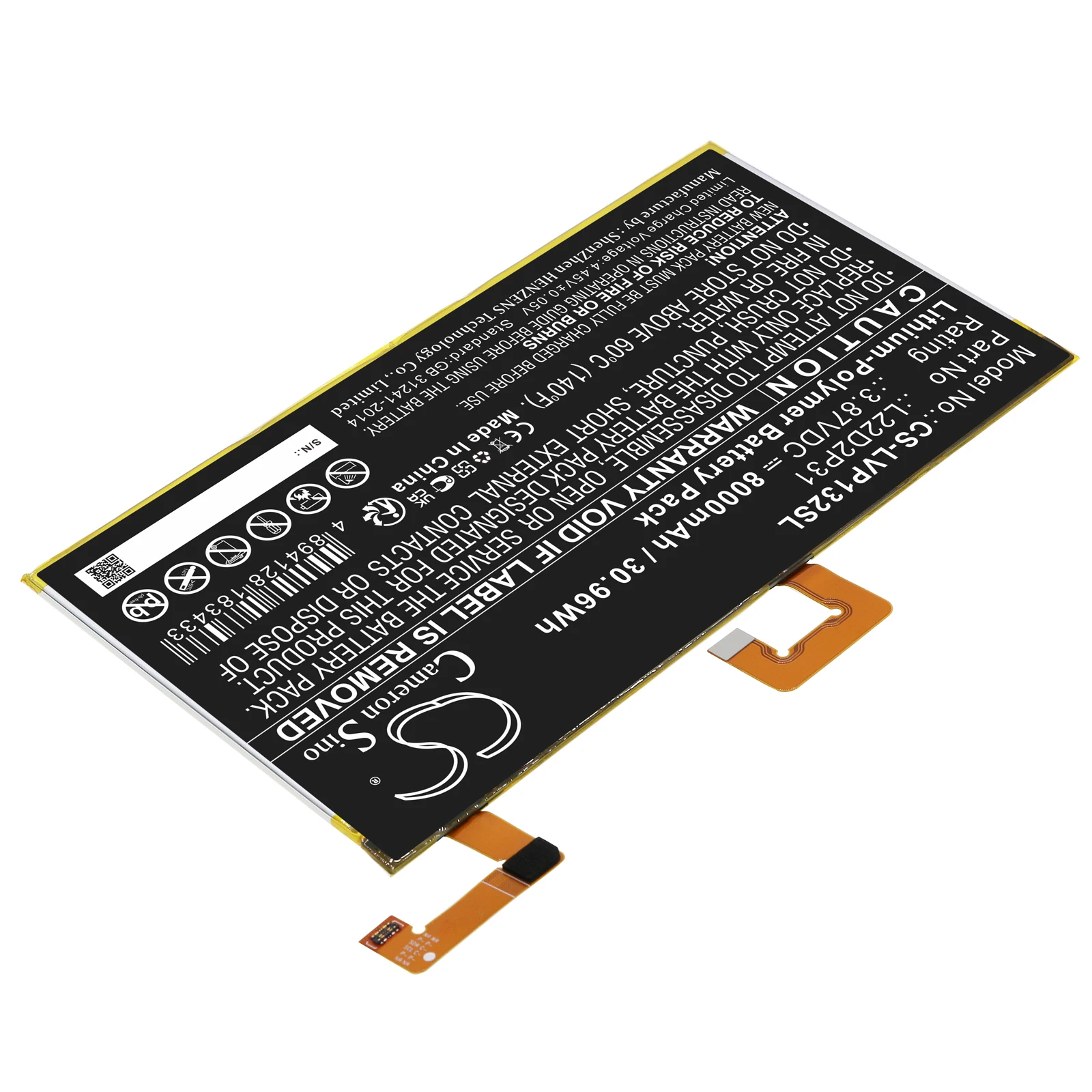 CS Replacement Battery for Lenovo Tab P11 Pro,TB-J706,TB132F PN:L22D2P31 8000mAh / 30.96Wh