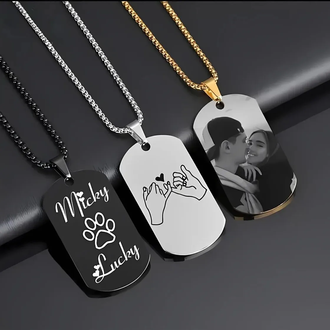 

Ожерелье-брелок из нержавеющей стали с лазерной гравировкой, креативный минималистичный персонализированный модный ювелирный аксессуар, подарок