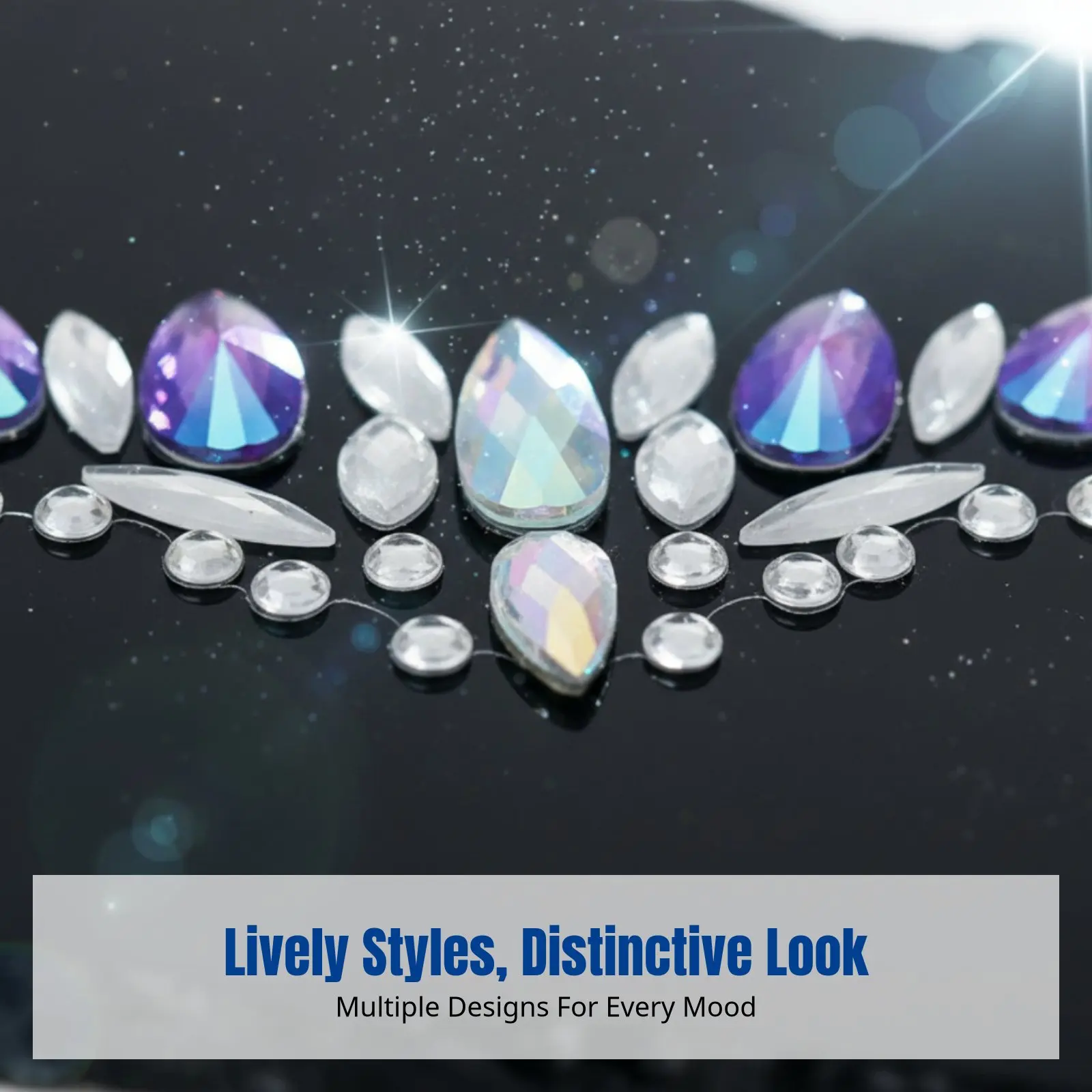 Crystal Gem Face Sticker, Acrylic Decal, Costume Event, EDM Party, Random Selection