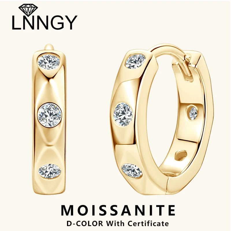 

Lnngy Ohrringe, серебряные серьги с муассанитом 925, стерлинговое серебро 925 пробы, серьги-кольца Huggies для женщин и девочек, 2025, трендовые ювелирные изделия