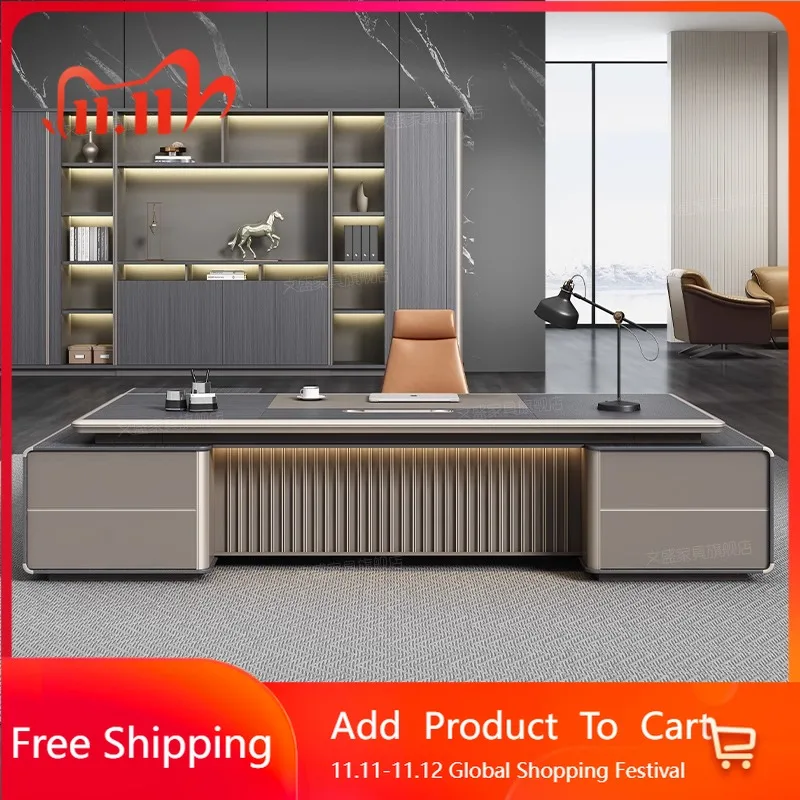 

Light Luxury Unusual Boss Desk Designer Storage Reading Customized Desks Filing Cabinets Modern Schreibtisch Office Furniture