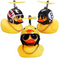 Small Yellow Bike Duck Bicycle bell Luminous Airscrew Helmet Duck Ducky Bicycle Wind Motor Riding Cycling Lights Horn