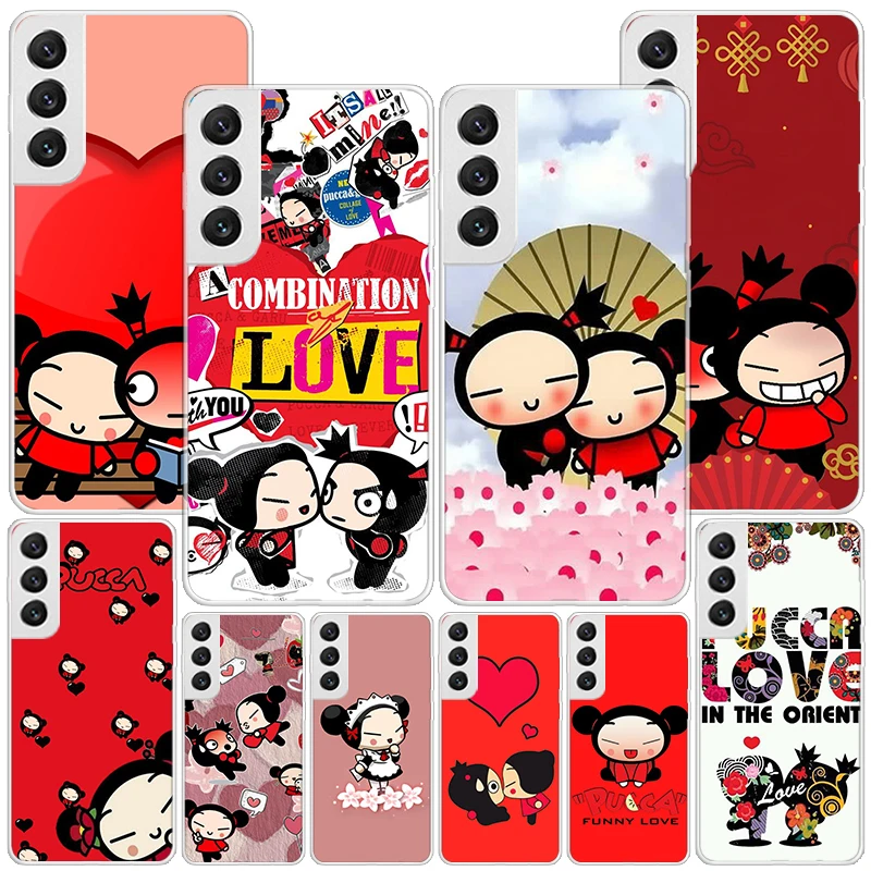 Cute Cartoon Pucca Garu Phone Case For Samsung Galaxy S24 Ultra S23 S22 S21 Plus S20 FE S10E S10 S9 S8 + Personalized Print Cove