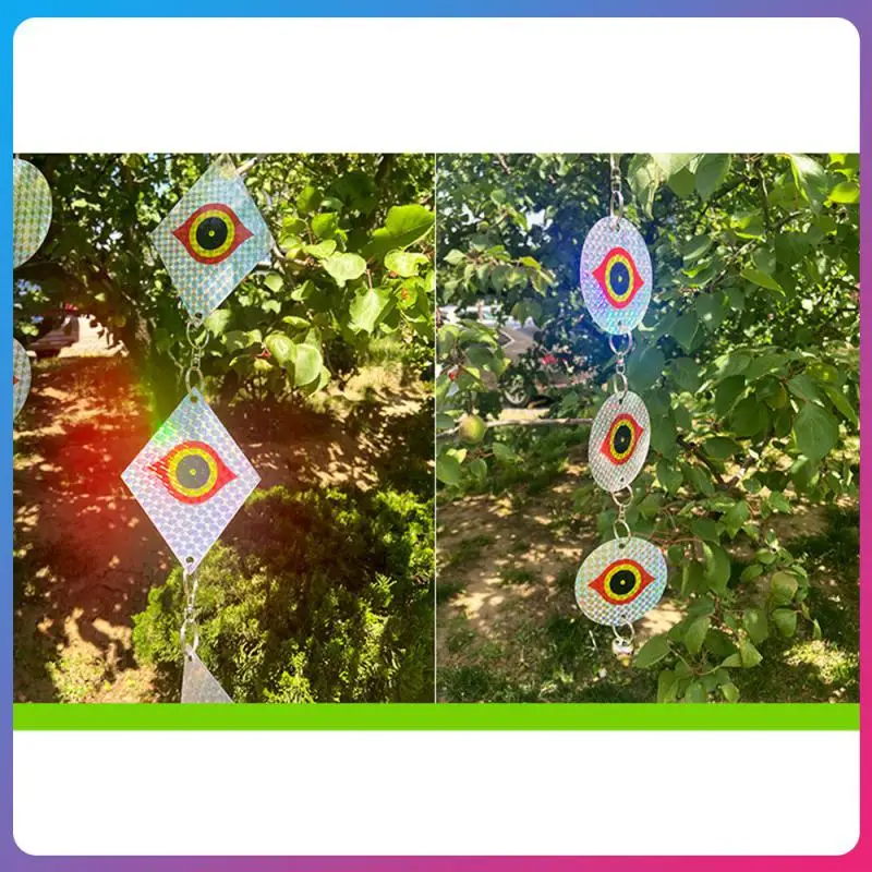 Laser Bird Repellent Tablets Film Owl Eye Round Reflector Horror Eye With Bell Anti-Bird Hanging Film Garden Bird Repellents