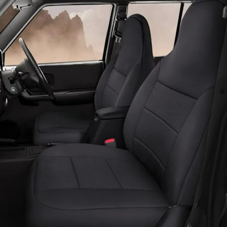 

Custom Seat Covers for Jeep Cherokee 1997-2001 Full Set Waterproof Faux Leather Pet Friendly Black Automotive Cushion Protector
