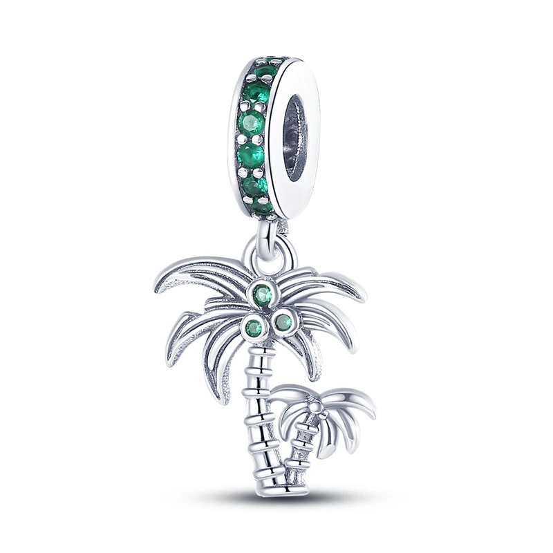 925 Sterling Silver Green Cool Summer Charm Bead Beach Ocean Theme Fit Original Bracelet Dangle Pendant DIY Jewelry Marking Gift