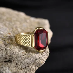 ZY Men's High Quality Vintage Stainless Steel Gemstone Styles Ring Jewelry
