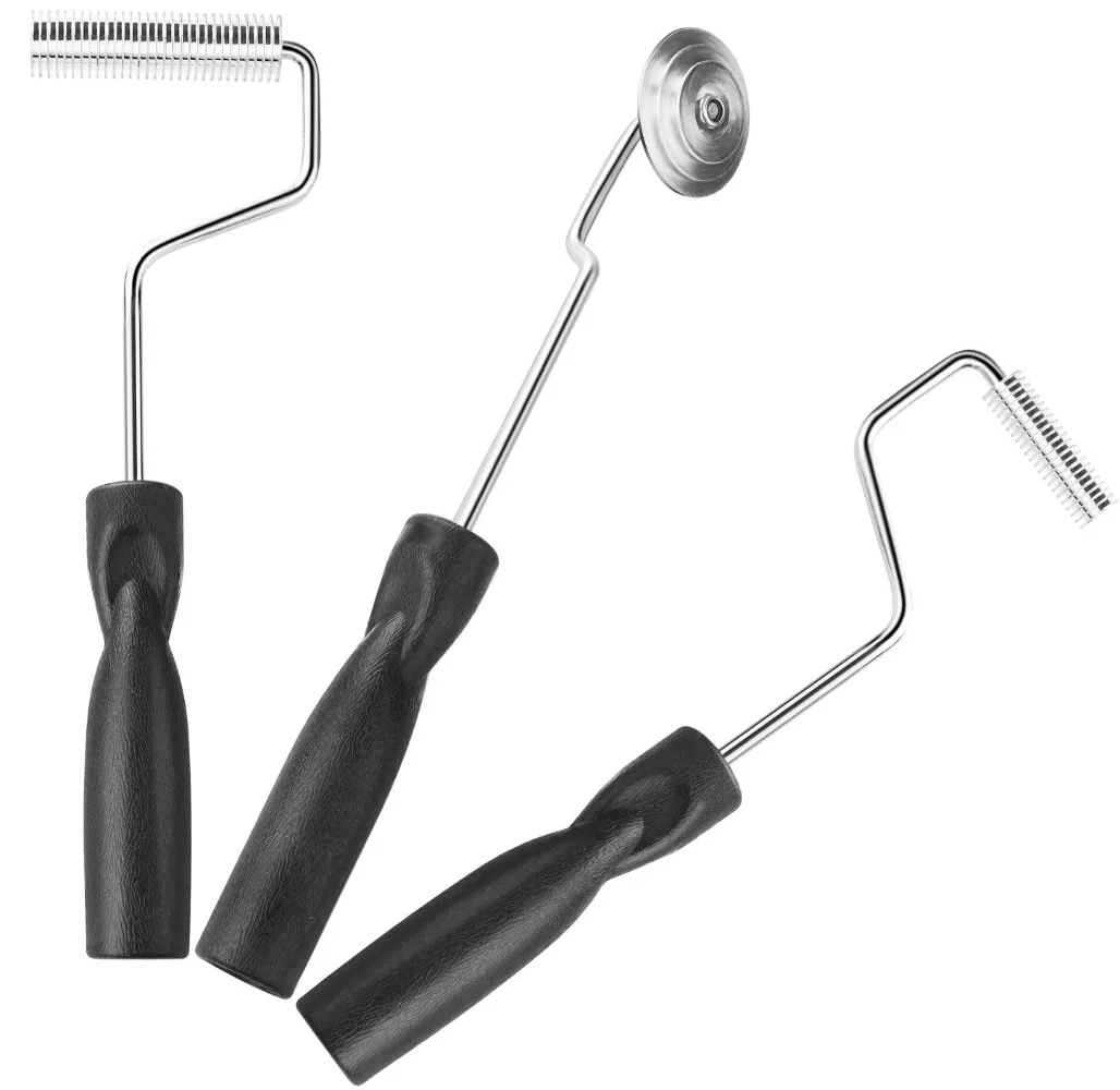 3Pcs Fiberglass Roller Tools Kit - Bubble Paddle & Laminating Paint Roller with Aluminum Head