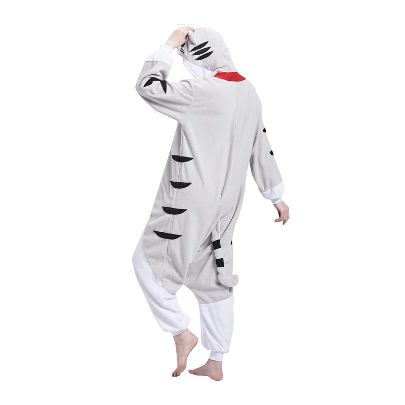 Kawaii Cat Onesies Cartoon Kigurumi damskie męskie piżamy piżamy Kitty kombinezon dziecięcy polarowa odzież na przyjęcia nocna