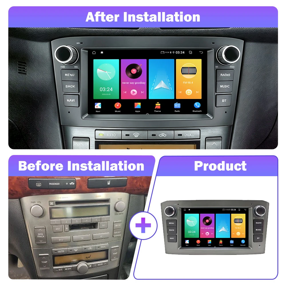 Android 15 Car Radio For Toyota Avensis T25 2004-2008 7" 1024*600 Carplay Auto Multimedia Stereo GPS Navi Intelligent 8Core IPS view 3