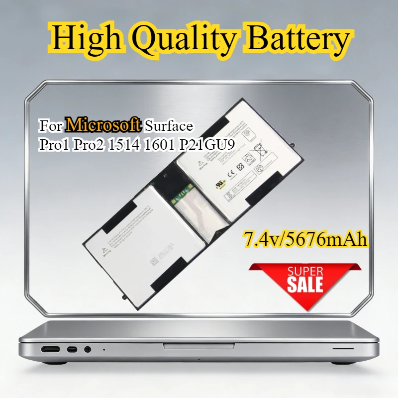 

New Replacement Laptop Battery for Microsoft Surface Pro1 Pro2 Pro 1 Pro 2 1514 1601 P21GU9 High Quality Bateria 7.4V 5676mAh