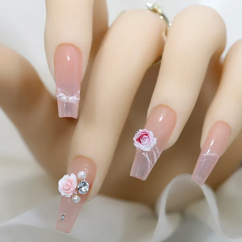 100 pièces belle dégradé teinture coloré 3D Rose camélia résine Nail Art strass décorations manucure 6mm 8mm breloques