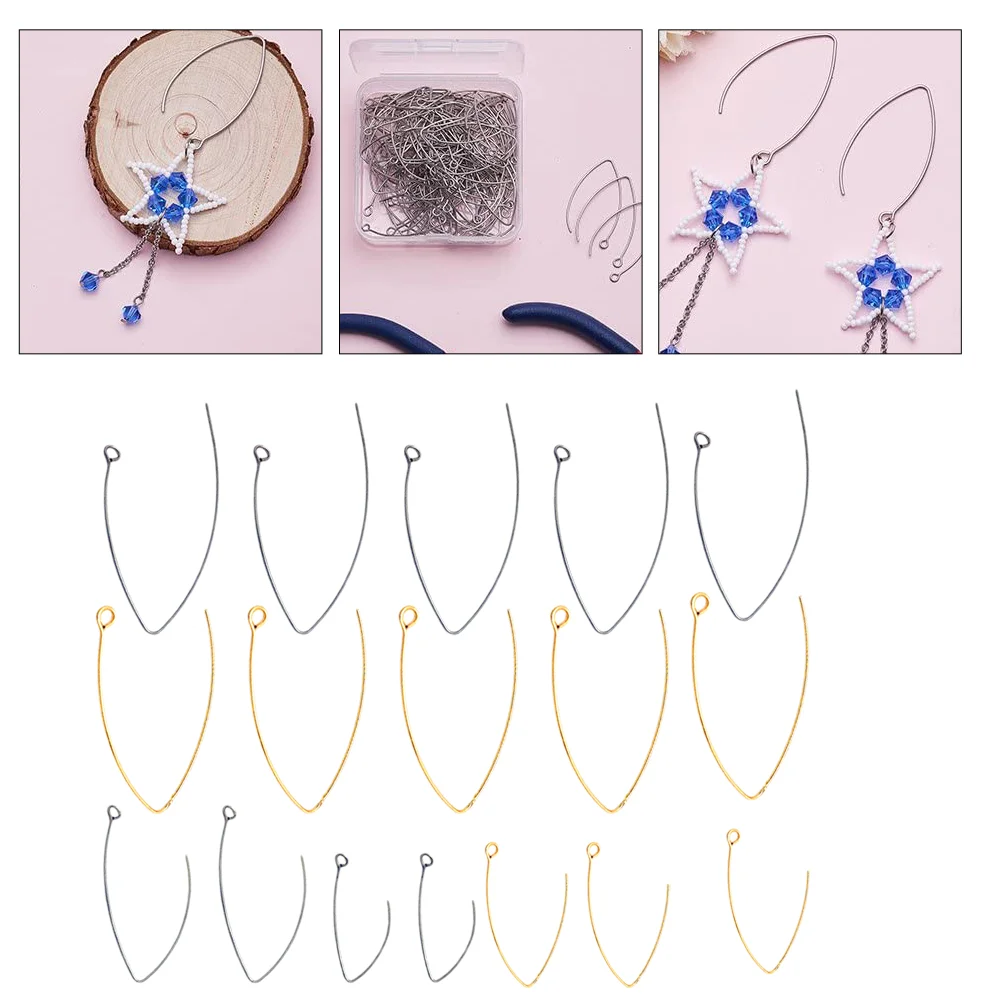 40 buah kait telinga V anting-anting Hypoallergenic bagian sederhana baja nirkarat DIY kait kabel kantor