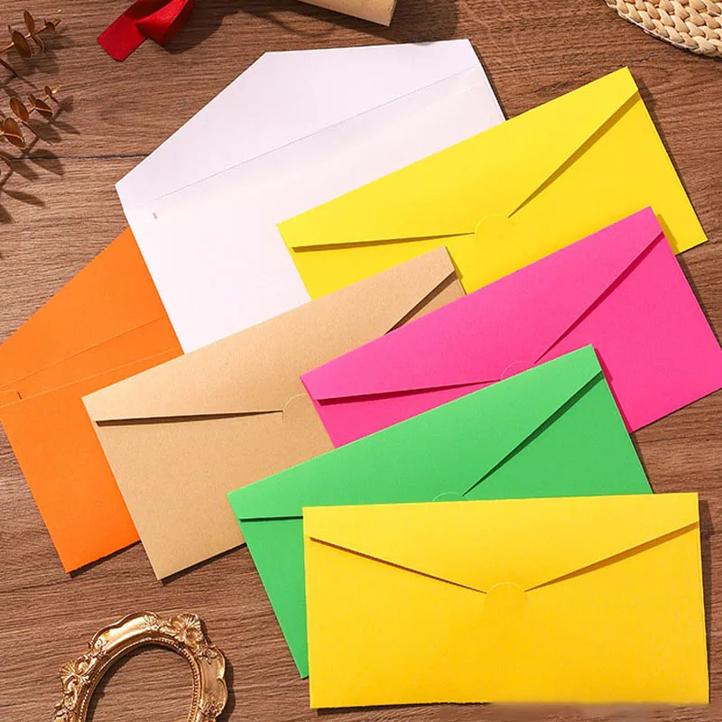 100pcs/lot 22x11cm Envelope High-grade150g Paper Colorful Envelopes for Wedding Invitation Business Supplies Stationery Packing