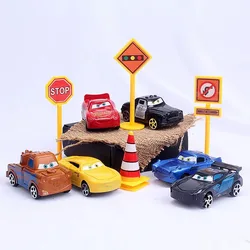 6pcs Disney PixarCar McQueen Anime Figure Kawaii Car Model Action Figure Children toys Kawaii Cake Decor Birthday Christmas Gift