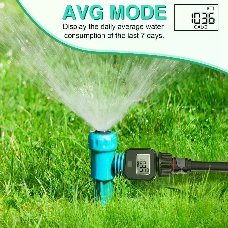 Digital Water Flow Meter HD LCD Display Switchable L GAL Units For Garden Lawn Plant Watering